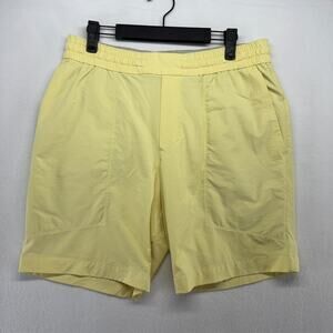 Lululemon Shorts Men's Large Yellow Bowline Woven Linerless Pockets Athletic Gym